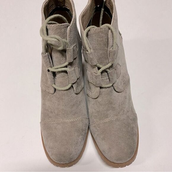 RAMPAGE Krispy tab lace up Wedge Heeled Ankle Boots corduroy fabric NEW 8.5 - Picture 4 of 11